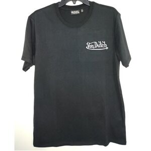 Von Dutch Mens Black Short Sleeve Embroidered Logo Graphic T-Shirt Size M